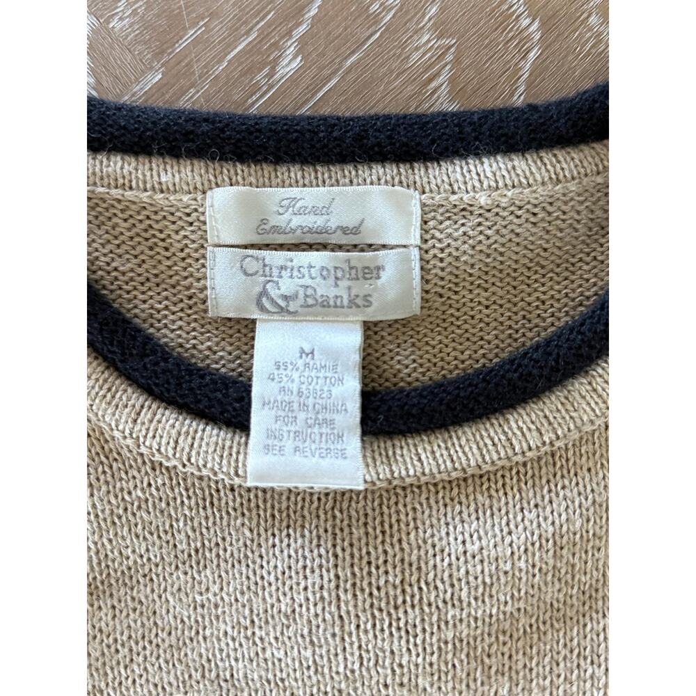 Vintage Christopher & Banks Cat Sweater M Embroidered Paw Print 90s Grandmacore - Picture 12 of 14